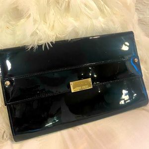 Jimmy Choo black patent clutch